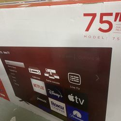 75’ Inch  Tcl 4K Smart Roku 📺 Tv !! $450.00!!