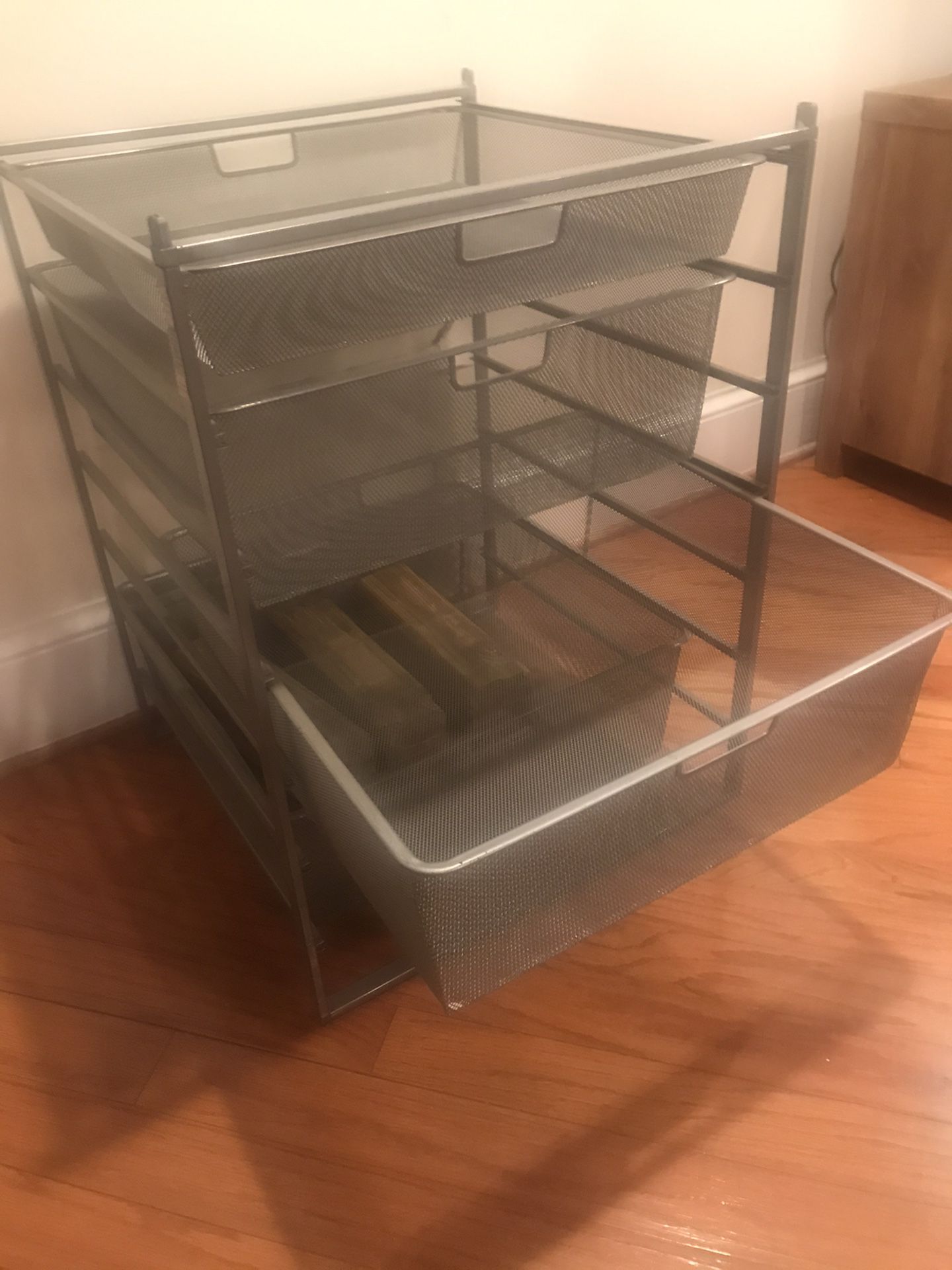 Modern, metal storage drawers