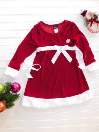 NWT Girls XS 4-5 Red Velour Faux Fur Christmas Dress Outfit... Santa Look 4T 5T 