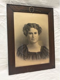 Antique Souvenir Portrait Framed Art Western Horseshoe