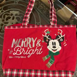 Disney Mickey Mouse Limited Edition Holiday Christmas Red Tote Bag