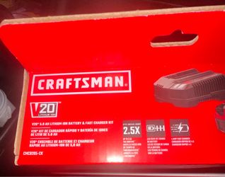 Brand new craftsman 20v 5amp battery and charger