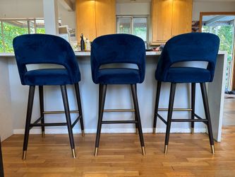 3 Blue Barstools