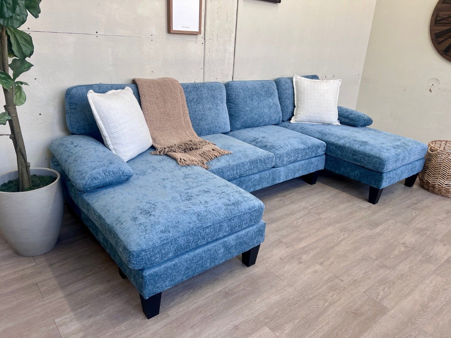 WE DELIVER! π - Modern Blue U Sectional Couch with Dual Chaises