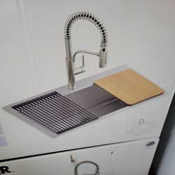 Kohler Provo Stainless Steel Kitchen Sink With Faucet And Accessories 