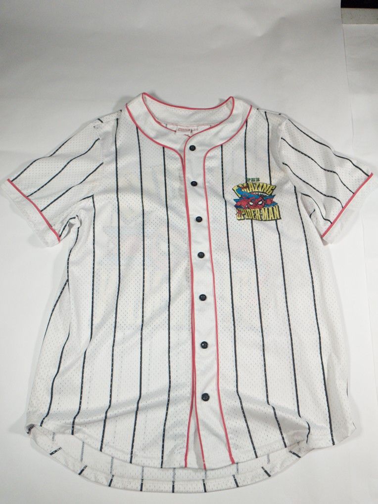 Marvel The Amazing Spider Man Classic Baseball Jersey Men's Large White Stripes