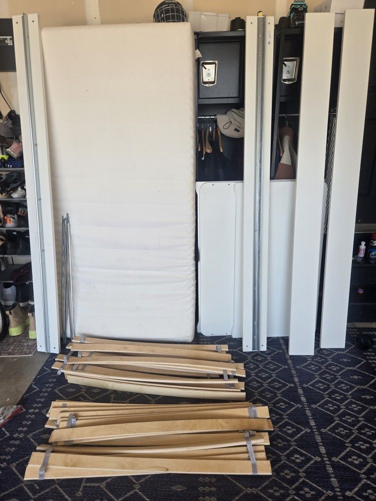 2 Gently Used IKEA SLÄKT Twin Beds – One w/ Mattress – Great Condition!