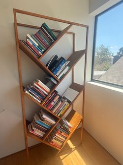 CB2 Geometric Wood Bookshelf – $400