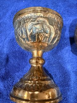 Burmese-style copper repoussé goblet or ceremonial chalice