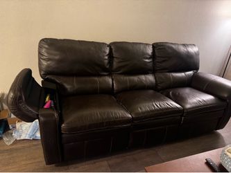 Brown leather couch
