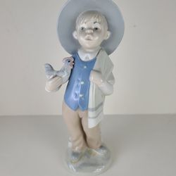 Rex Valencia Hummelwerk Boy with Chicken Porcelain Figurine, Hand made in Spain