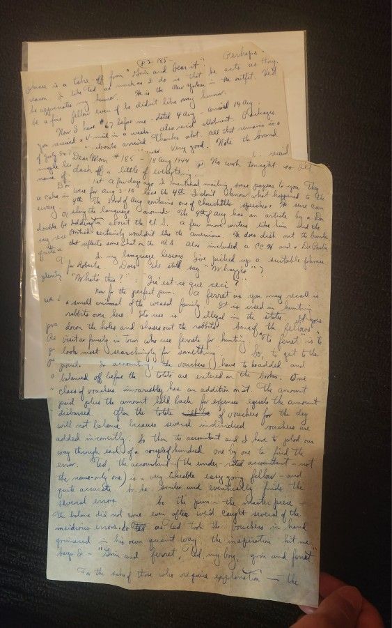 Aug 18th 1944 WW2 Incomplete Letter To Mother Re: Excellent Content
