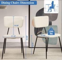 Open Box New  Bacyion Dining Room Chairs  SET OF 2 Modern Boucle Fabric Kitchen Chairs, Dining Chairs with Metal Legs for Dining Room, Kitchen, Living