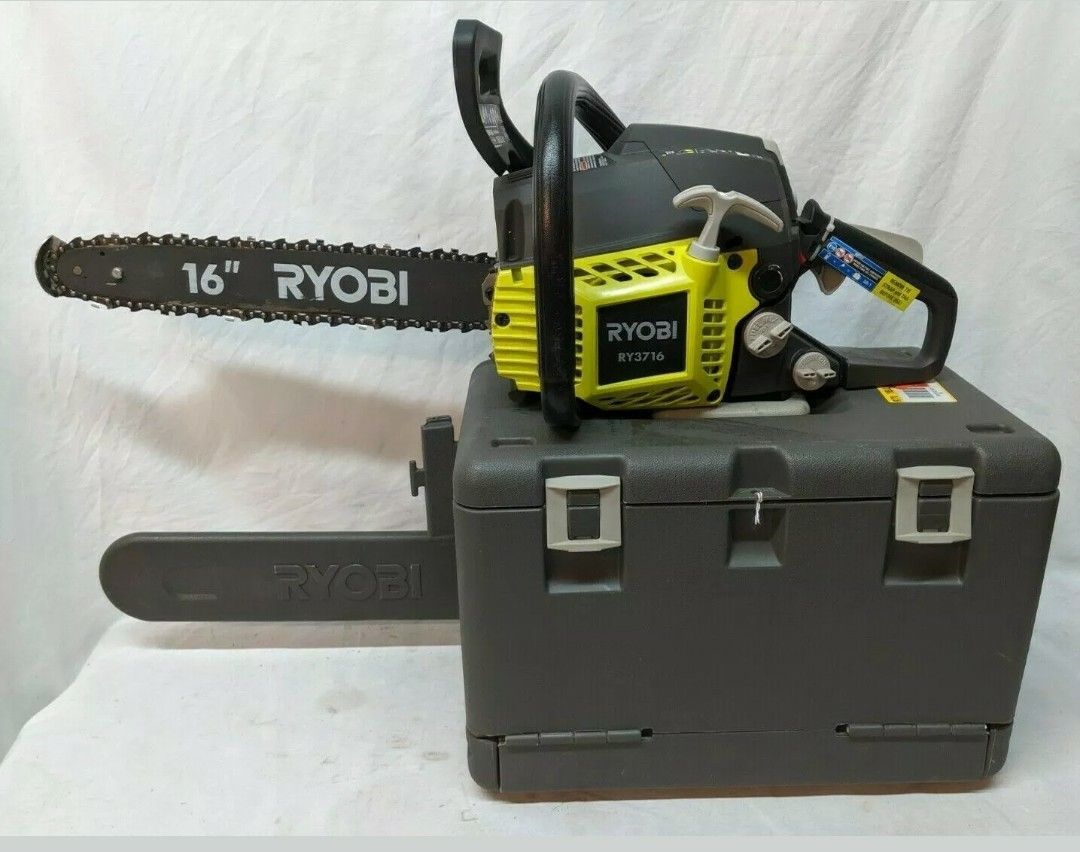 RYOBI 16 in. 38cc 2-Cycle Gas Chainsaw with Heavy Duty Case (RY3716)👀.