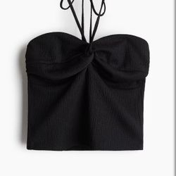 H&M SHORT HALTERNECK TOP CRINKLED JERSEY SHORTS SET 