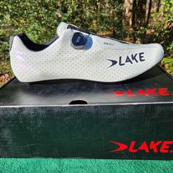 Brand New Lake CX301 Carbon Fibre Road Cycling Shoes | White | Size 14 Mens