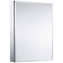 24in. W x 30 in. H Rectangular Large Aluminium Framed Wall Bathroom Vanity Mirror in Silver with Storage Brand new in box $100 A10（1）