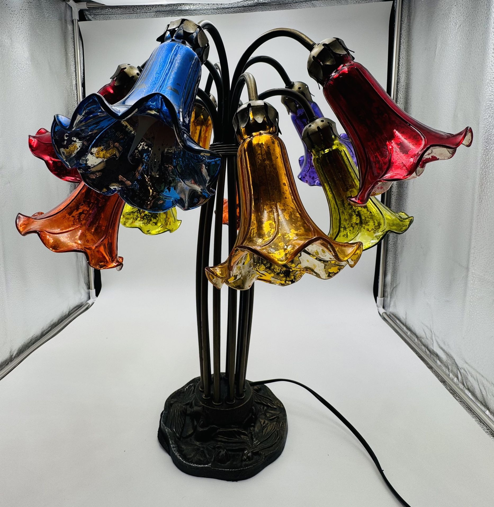 River Of Goods Tiffany Insp Multicolor Mercury Glass 10 Lights Lily Table Lamp 21''