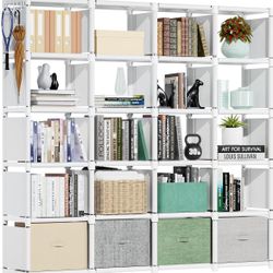 20 Cube Book Shelf, Storage Organizer, Large DIY Bookcase, Metal Cube Bookshelf, Cubbies Closet Storage Organizer Shelves for Bedroom,Living Room,Home