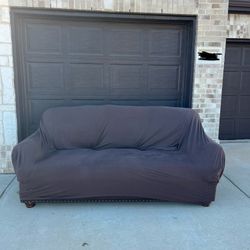 Used Leather Couch W/ Cover