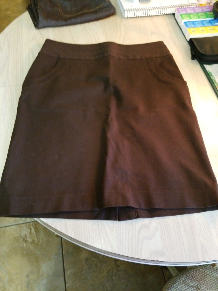Women's Brown Skirt Size 4 Stretch Rayon Cotton Spandex