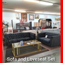 🤗 Beautiful Button Tufted Sofa And Loveseat Set 