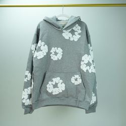 Grey And White Denim Tears Hoodie