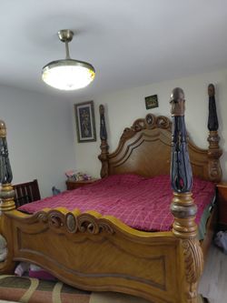 Bedroom set with a king-size bed