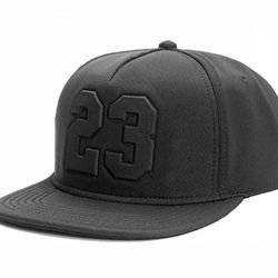 MJ "23" All Black Flat Brim Snapback Hat