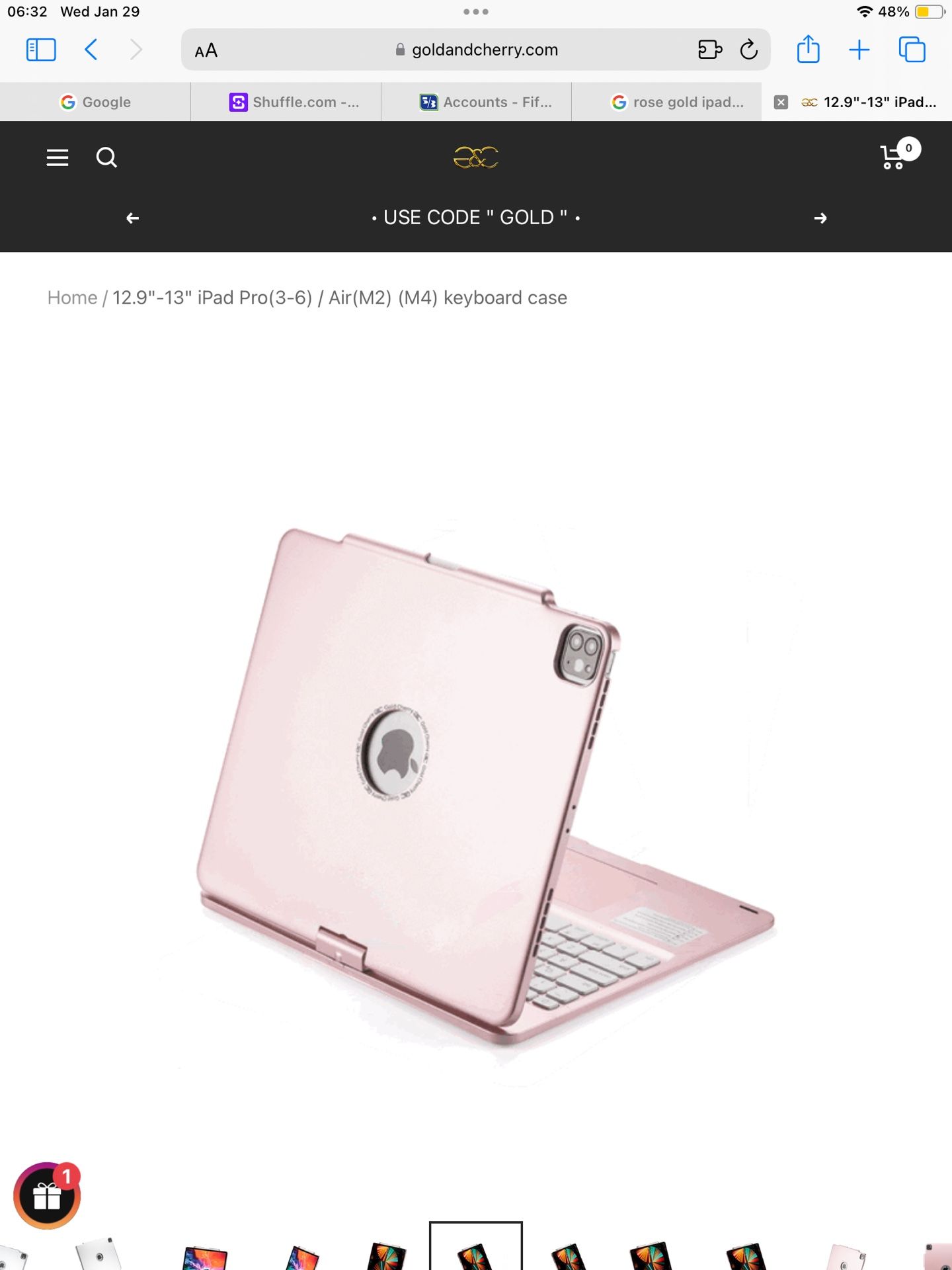 Pink Gold iPad Bluetooth Keyboard Case 177$ Retail For Newer 9 And 10 Generations