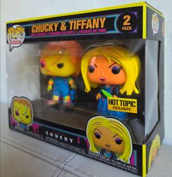 Funko Pop Horror Chucky and Tiffany Black Light Exclusive