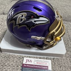 Odafe Oweh Signed Baltimore Ravens Flash Mini Helmet With Visor - Beckett Coa