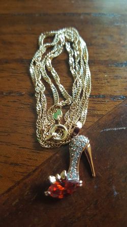 Gold plated high heels necklace 20" long