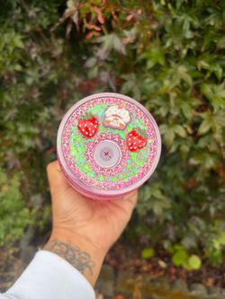 Strawberry Glitter Custom Tumbler Lid