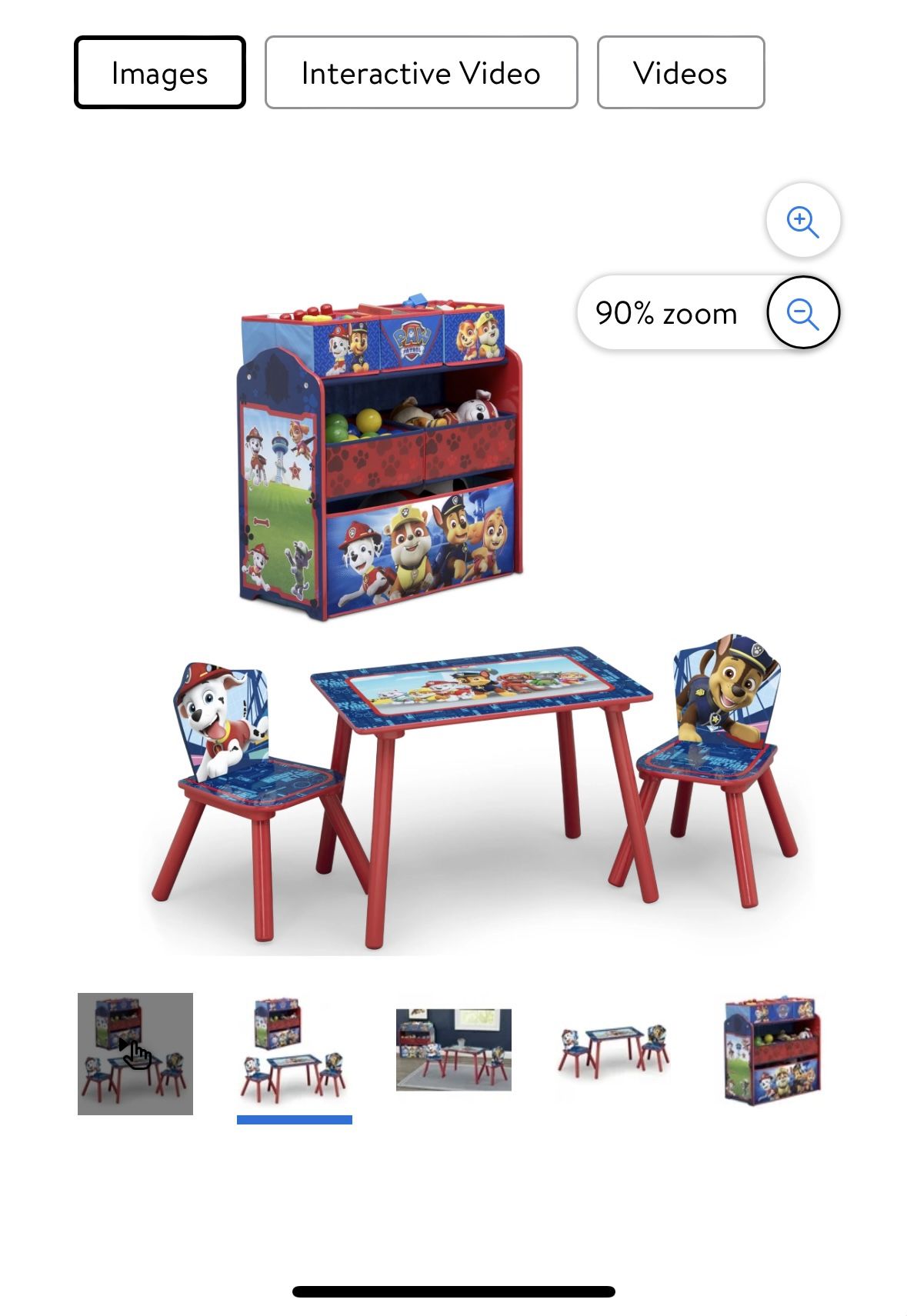 Paw Patrol 4-Piece Toddler Playroom Set - Includes Table, 2 Chairs & Toy Bin