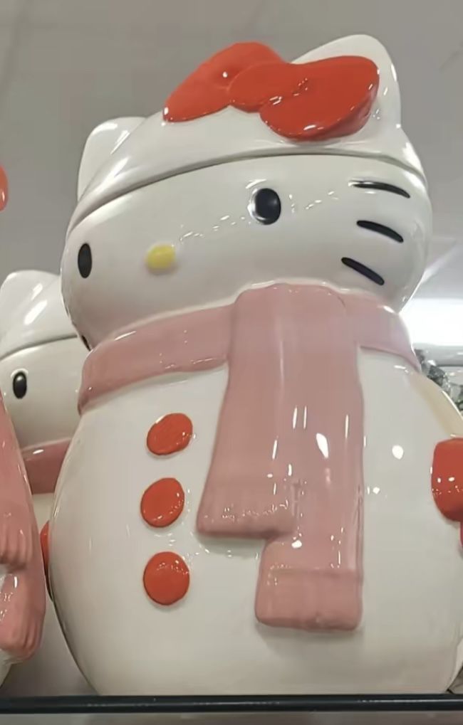 Hello Kitty Snowman Cookie Jar Ceramic