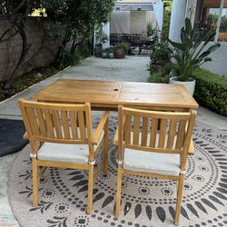 Teak 4 top picnic table with umbrella hole