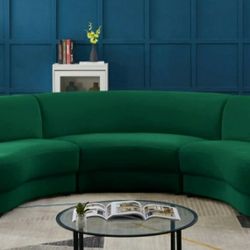 Rosa Velvet 3-Piece Green Sectional

