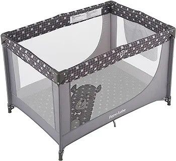 Pamo Babe Portable Crib Baby Playpen with Mattress and Carry Bag (Grey