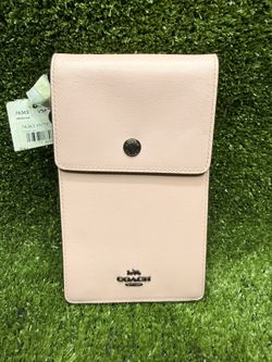 Coach North South Phone Crossbody Bag Aurora Pink Leather 76363 NWT Authentic