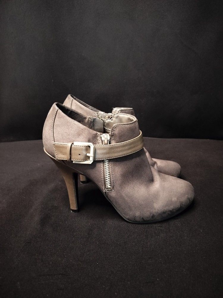 Beige Furgalicious Buckle Heels (Size 8)