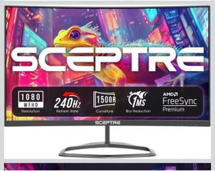 Sceptre Curved 24.5-inch Prime Gaming Monitor up to 240Hz 1080p R1500 1ms DisplayPort x2 HDMI x2 Blue Light Shift Build-in Speakers, Machine Black 202