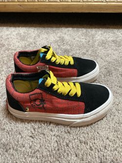 Vans x The Simpsons El Barto low top red/black suede skater sneakers size 10.5 kids as shown