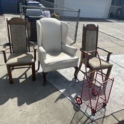 2 Wooden Kitchen Chairs And One Living Room Chair Free