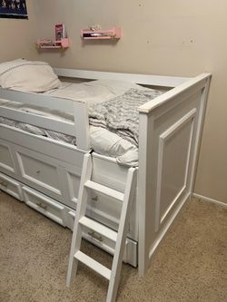 Twin trundle loft bed kids room furniture