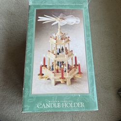 Vintage 1995 Dayton Hudson Three-tier Wooden Carousel Candle Holder