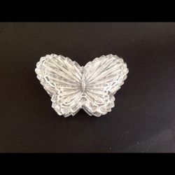 Cut Crystal Vintage Lidded Butterfly Trinket Box
