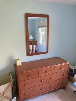 Solid wood dresser and mirror