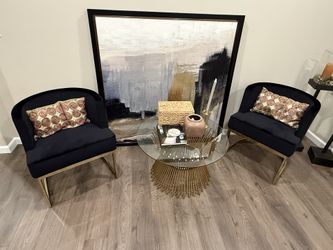 Set of 2 Black/gold Chairs