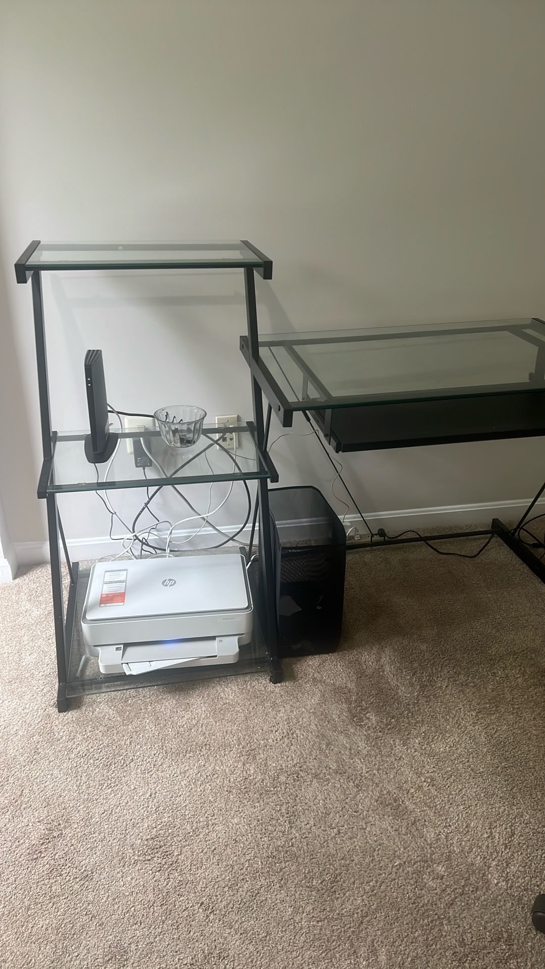 Glass and Black Desk